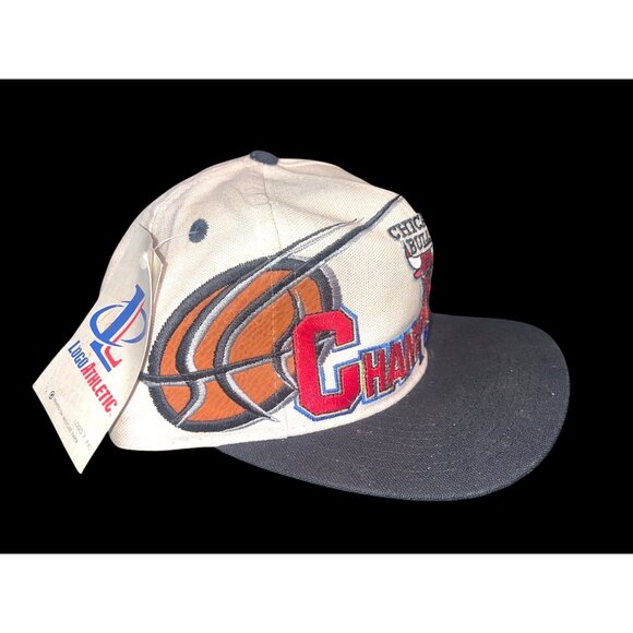 Vtg NOS Chicago Bulls NBA Champions '96 Snapback Hat Logo Athletic Official Lock - Picture 2 of 9